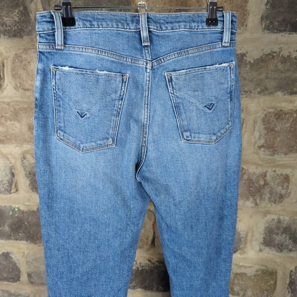 HUDSON Bettie High Rise Taper‎ Jeans In Medium 90s Wash Distressed Hem size 27 - Picture 6 of 12